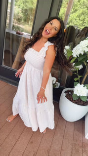 Soft Taupe and White Gingham Sleeve Tank Dress