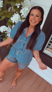 Denim Bow Baby Doll Top