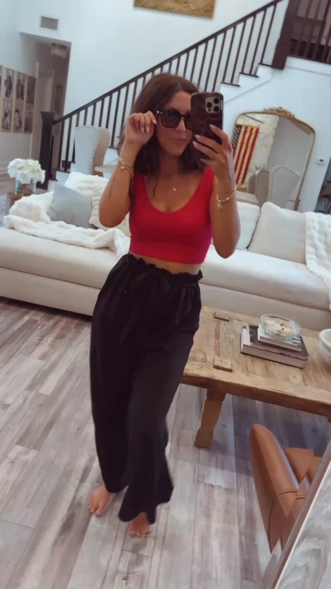 Yelete Fuschia Ribbed Deep Scoop Cropped Tank Top w/ Reversible Neckline
