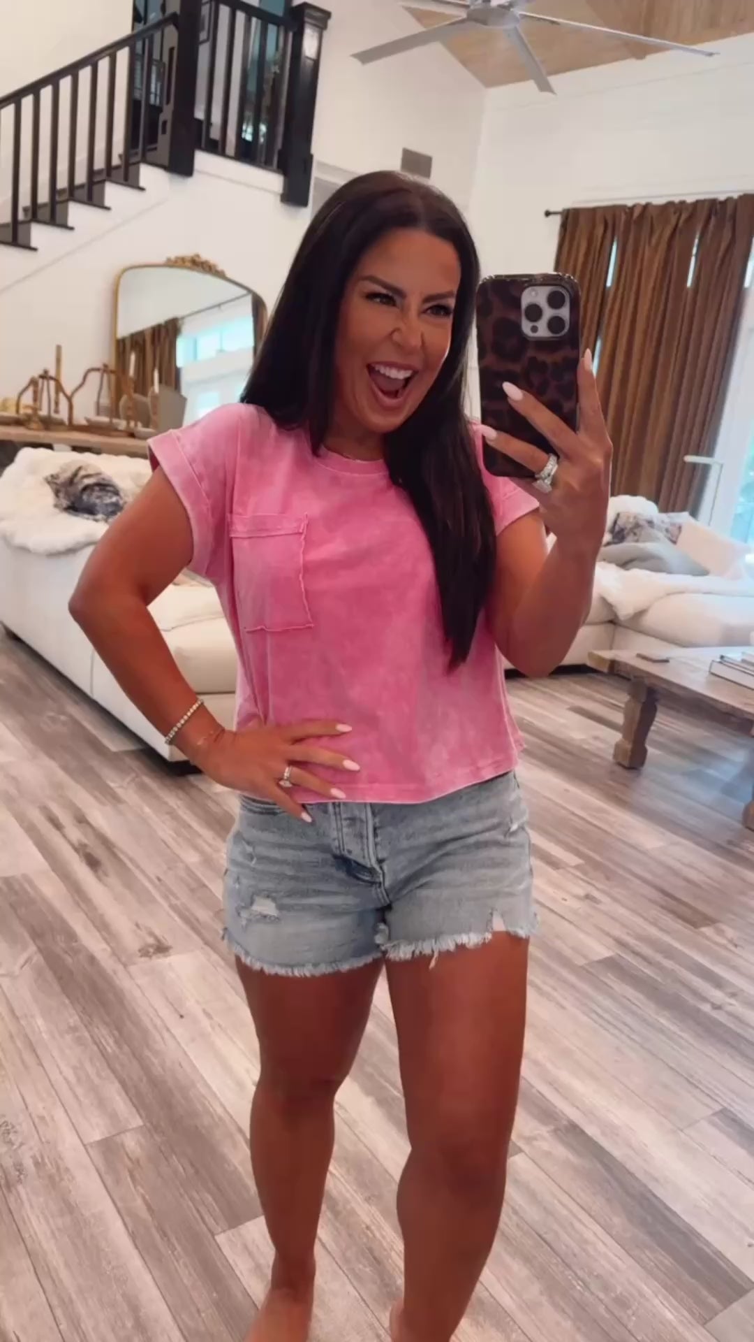 Pink Acid Wash Cropped Top