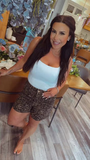 Judy Blue Magic Rigid Leopard wash Denim Shorts