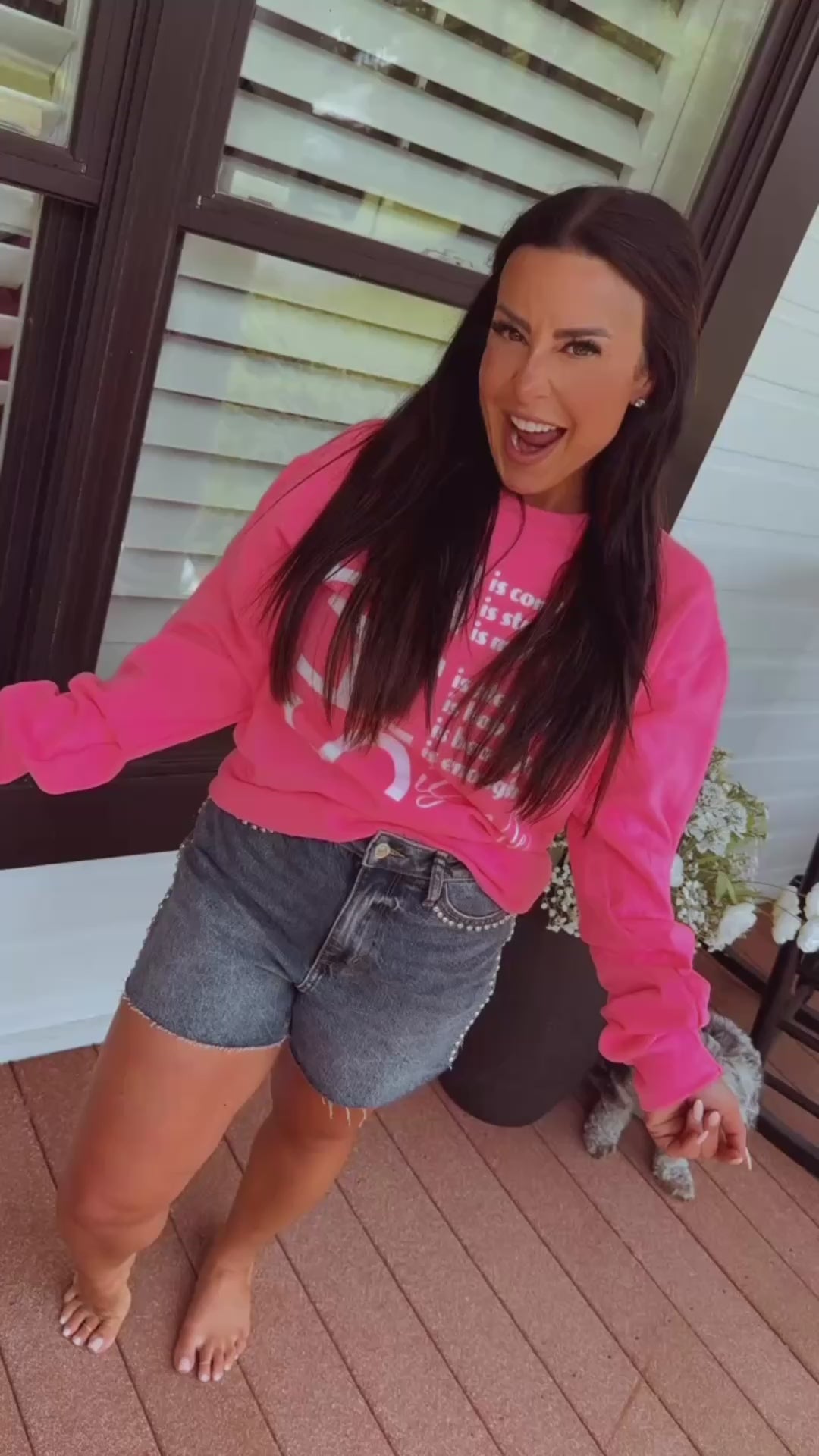 Neon Pink She is Lightweight Crewneck