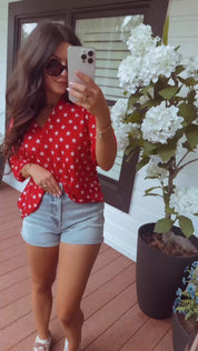 Mica Denim Candy Blue High Rise Rolled Hem Shorts