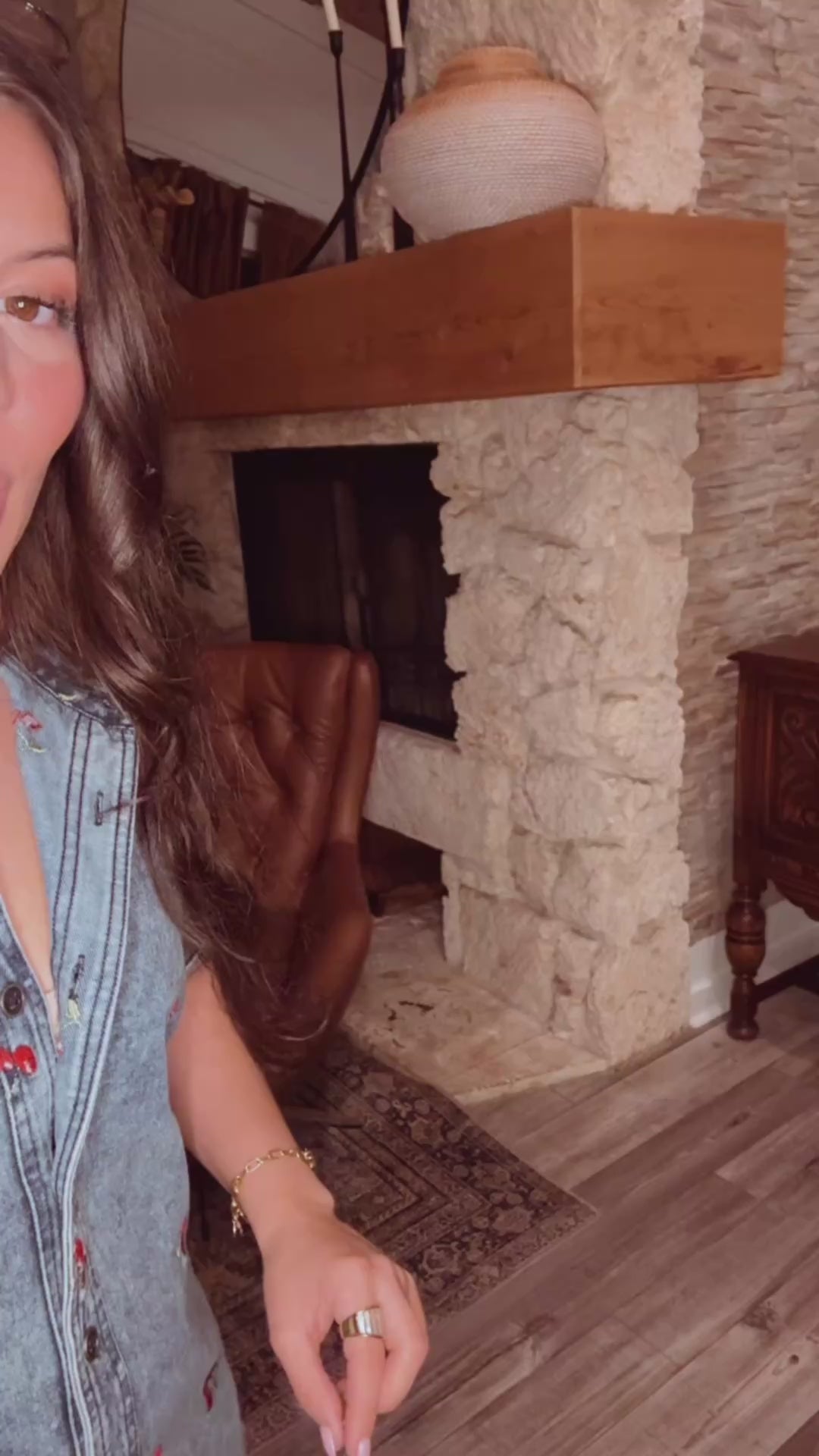 Must Have Frey Hem Denim and Cherry Button Up Dress