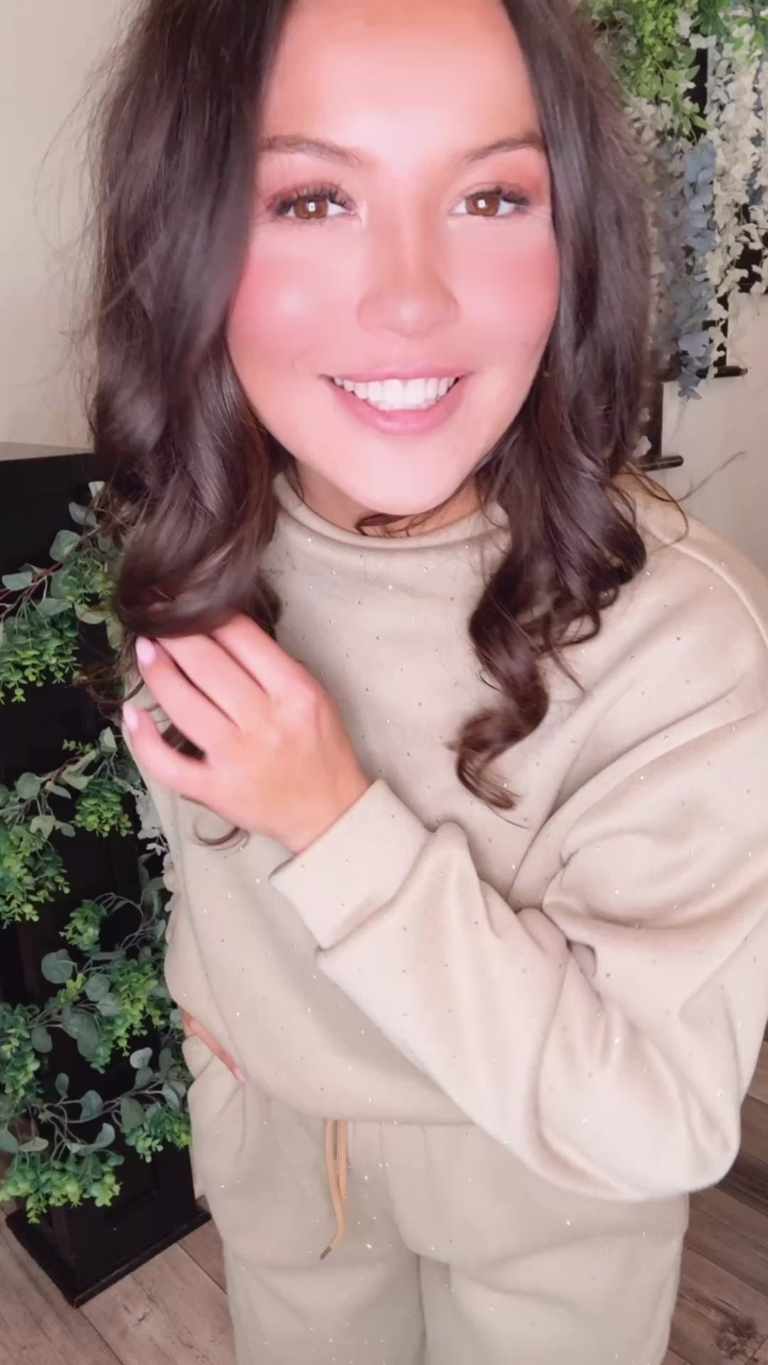 Taupe and Silver Studded Crewneck and Jogger Set