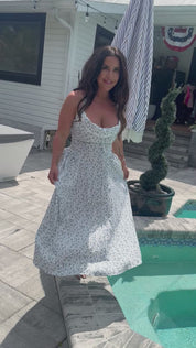 White And Floral Long Flowy Halter  Dress