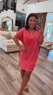 Ultra Soft Hot Pink Acid Wash TShirt Dress