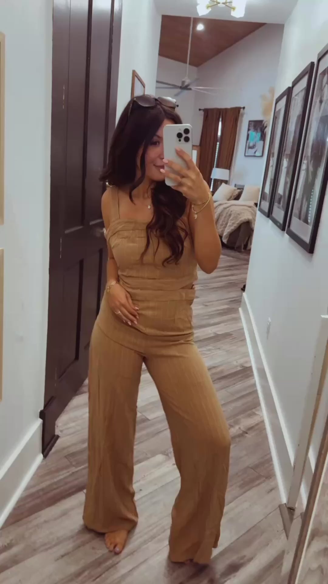 Chic Brown and  White Stripe Cutout Jumpsuit