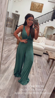 Hunter Green Twist Front Tank Jumpsuit