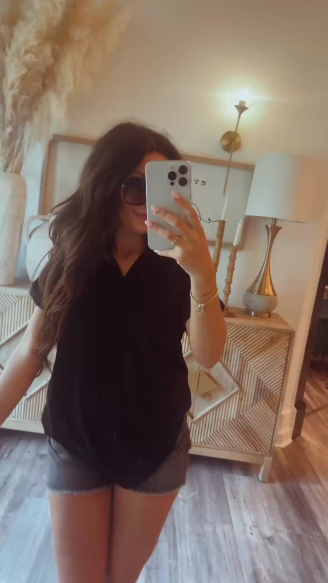Black Textured Lightweight Top