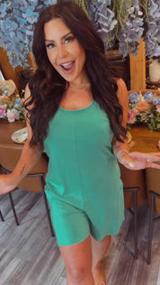 Mint Green Tank Romper With Pockets