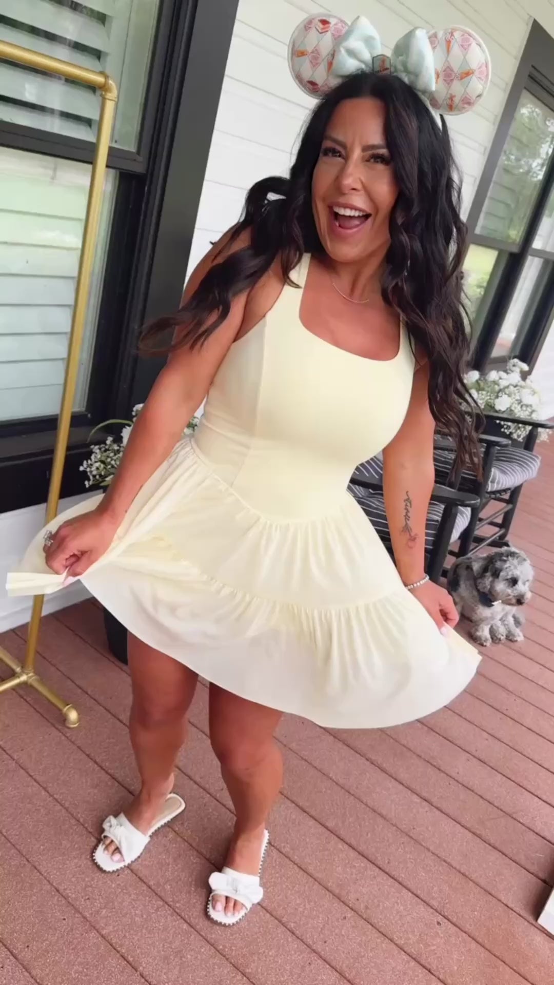 Sassy Yellow Twirl Athletic Dress With Shorts and pocket
