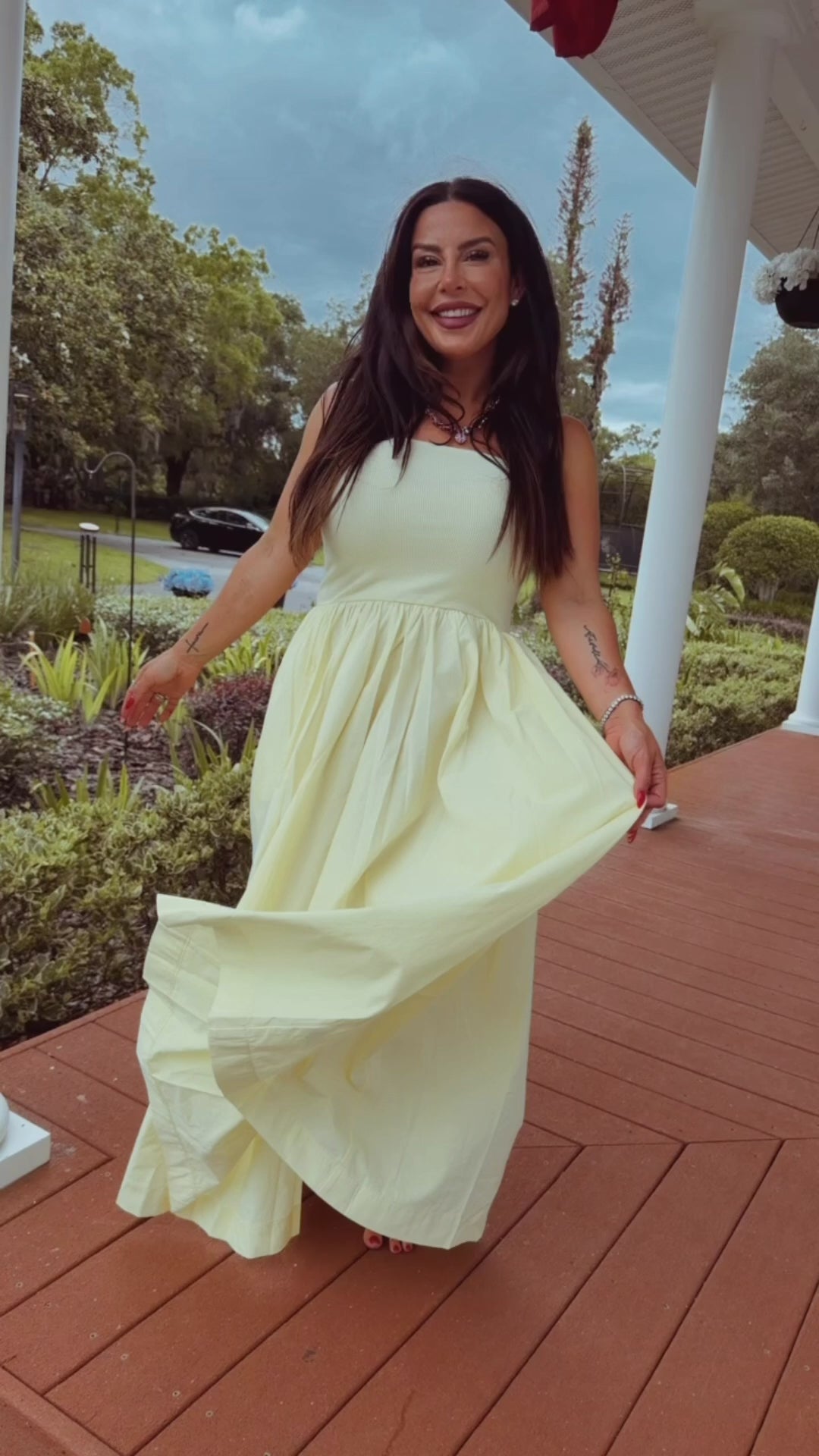 Chic Yellow  Strapless Flowy Dress
