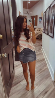 Ultra Soft Light Red and White Striped Knit Top