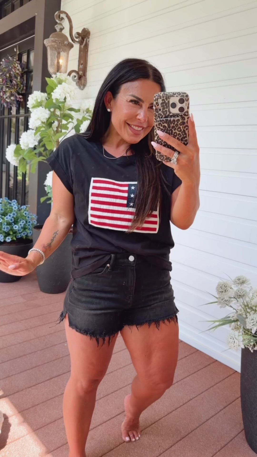 Soft Black American Flag Top