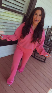 Rae Mode Heaven Soft Lightweight Pink  Quarter  Zip Pull Over