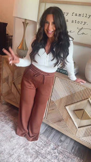 White Ribbed Vneck Long Sleeve Top Stitch &Co