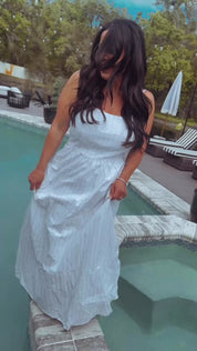 Chic White And Brown Stripe Tank Dress