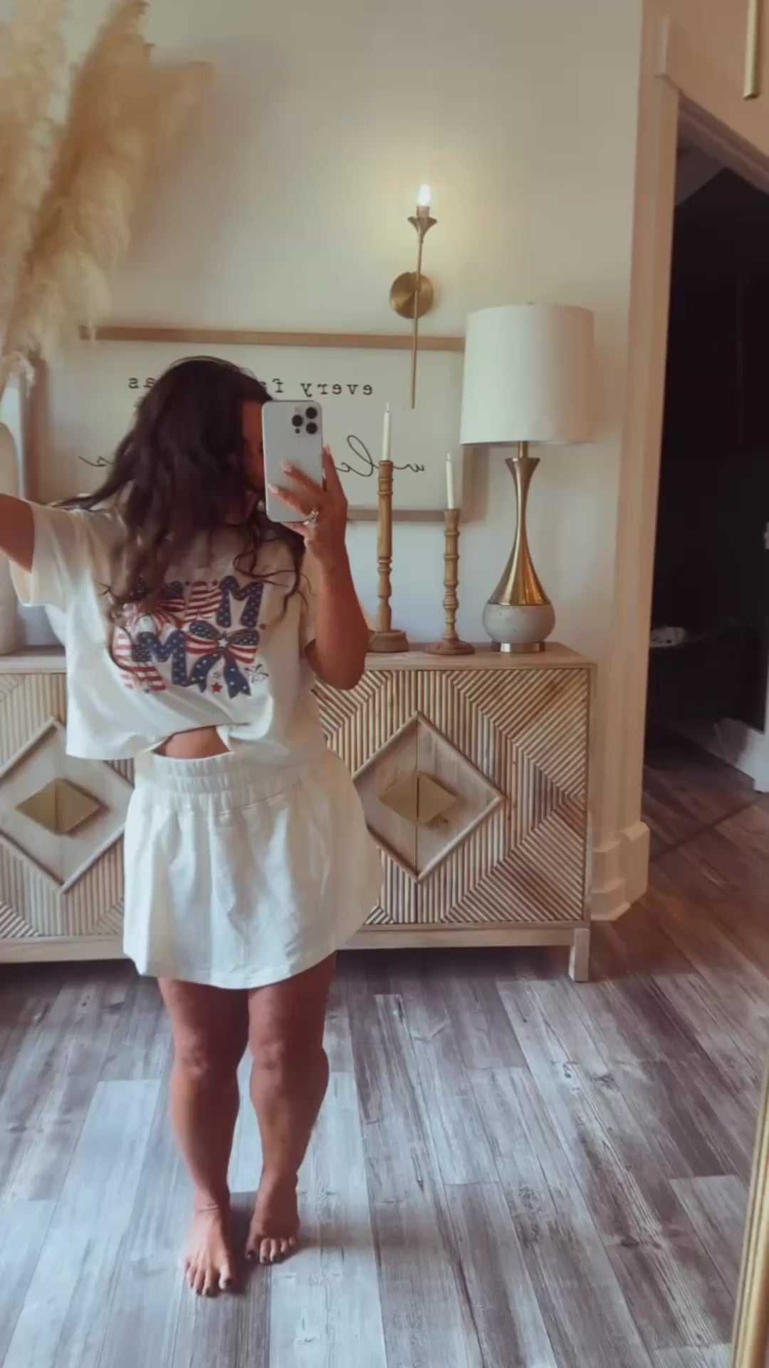 Cream American MAMA Flag Set Top and Shorts