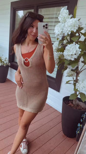 Sassy Taupe Knit Cover Up Dress