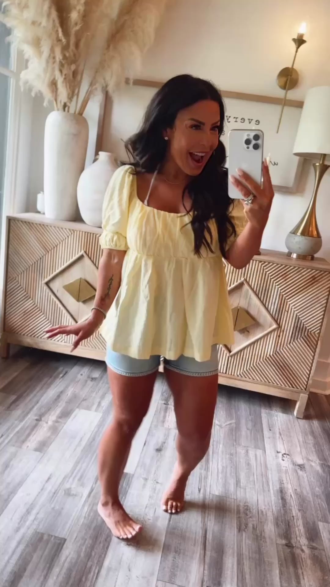 Chic Yellow Puff Sleeve Open Back Blouse Cozy Co