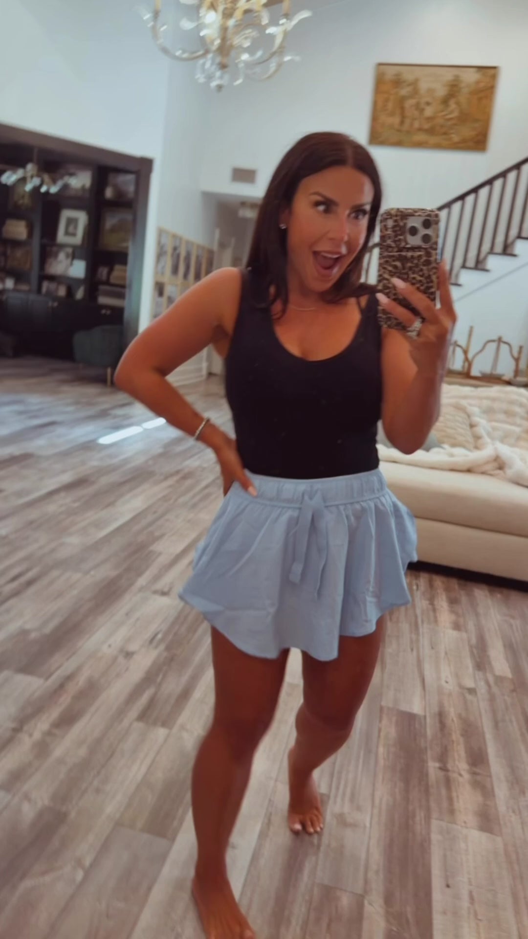 Light Blue Athletic Flowy Skort