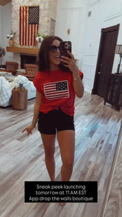 Soft Red American Flag Top