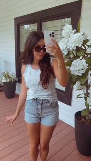 Blue and Pink Floral Sleeveless Tank