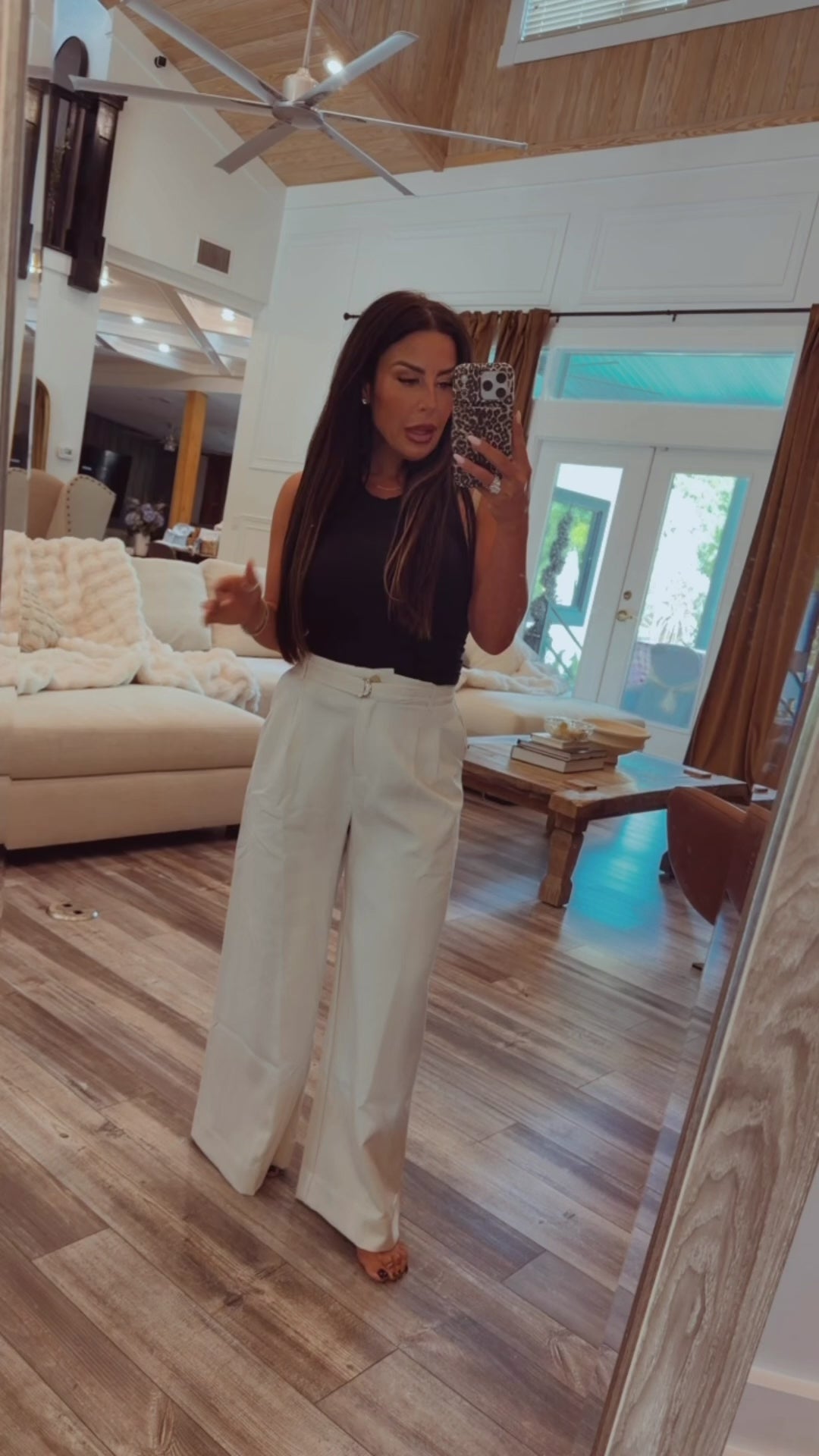 Luxe Cream High Waist Pants With Belt  Stitch & CO