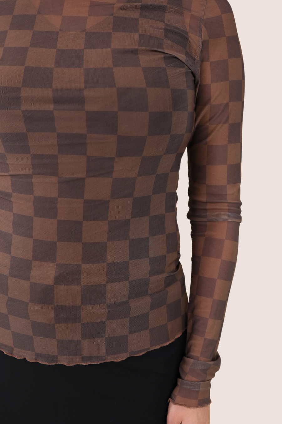 Keigan Mesh Top- Chocolate Checkered