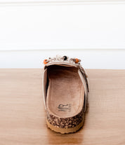 Sadie Western Fringe Beaded Flat Mules in Cream