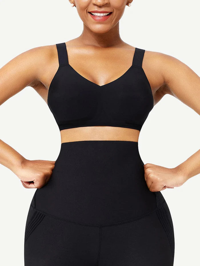 Black Seamless Shapewear Bra Removable Pads Tight Fitting