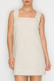 Oatmeal Square Neck Woven Sleeveless Dress Stitch and Co 30a