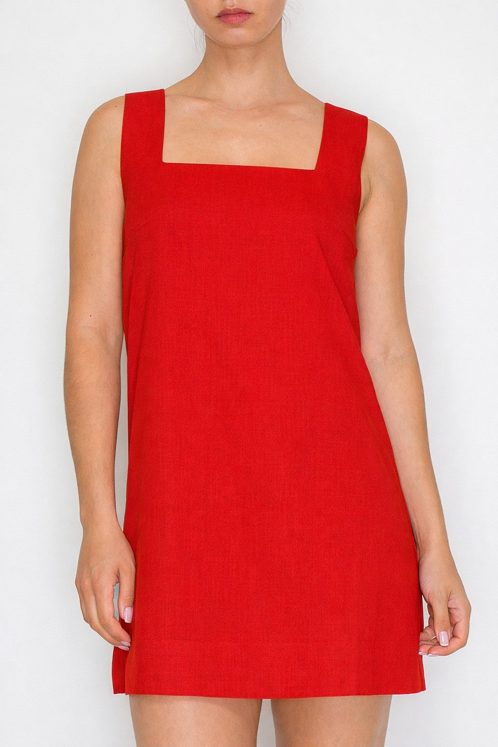 Red Square Neck Woven Sleeveless Dress Stitch and Co 30a