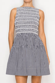 Black and White Woven Smocked Dress Stitch and Co 30a