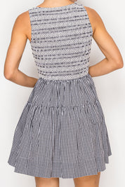 Black and White Woven Smocked Dress Stitch and Co 30a