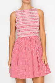 Red Woven Smocked Dress Stitch and Co 30a