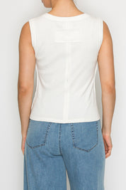 White Vneck  Knit Tank Top Stitch and Co 30a