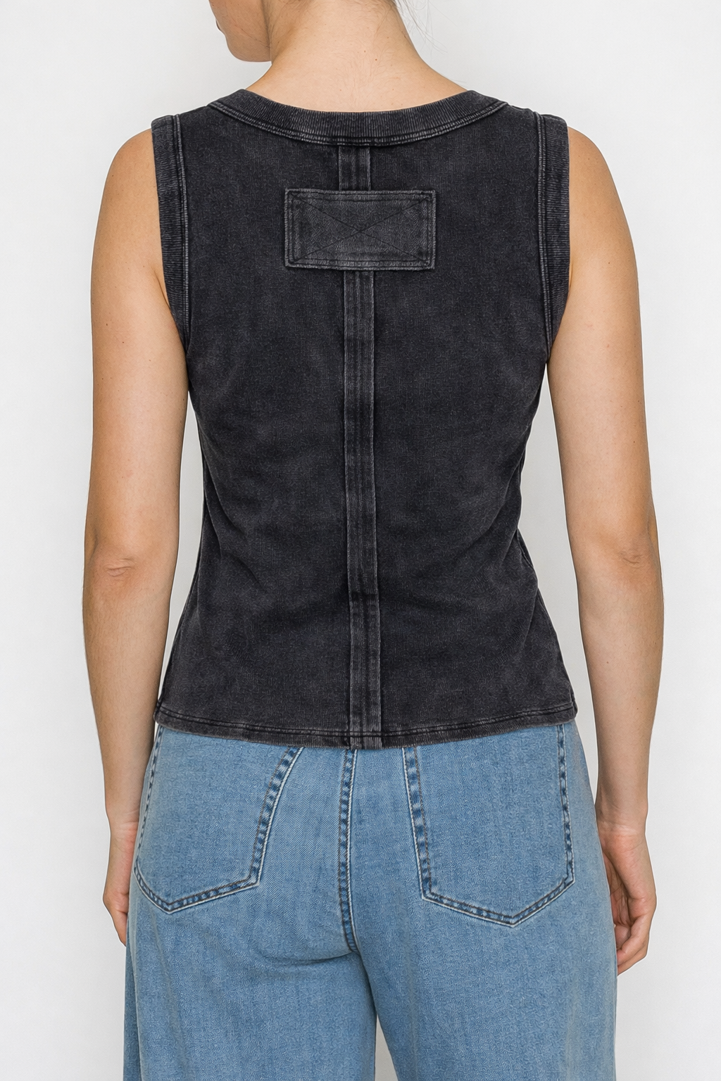Black Vneck  Knit Tank Top Stitch and Co 30a