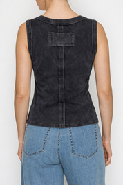 Black Vneck  Knit Tank Top Stitch and Co 30a
