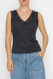 Black Vneck  Knit Tank Top Stitch and Co 30a
