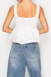 Knit Woven White Peplum Top Stitch and Co 30a