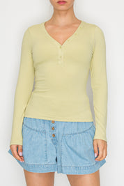 Sage Henley Knit  Top  Stitch and Co 30a