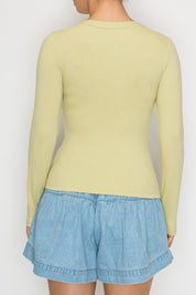 Sage Henley Knit  Top  Stitch and Co 30a