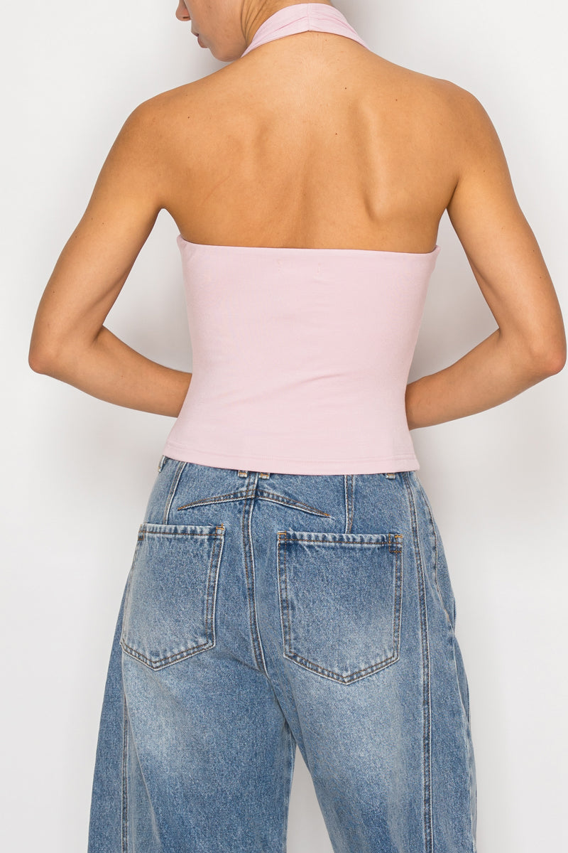 Chic Knit Pink Halter Top Stitch and Co 30A