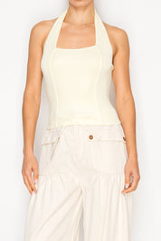 Chic Knit Yellow Halter Top Stitch and Co 30A