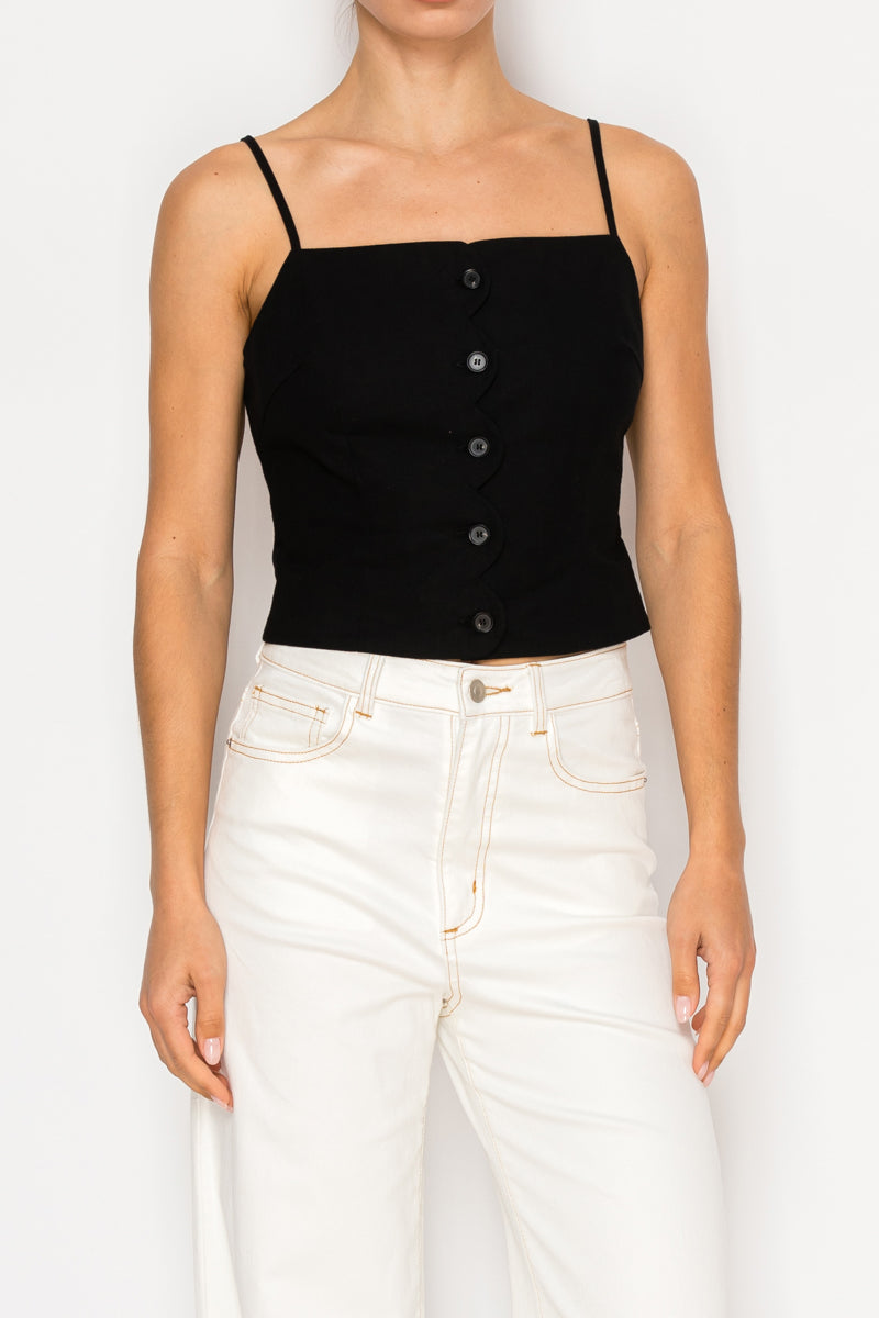 Chic Black Woven Sleeveless Top Stitch and Co 30A
