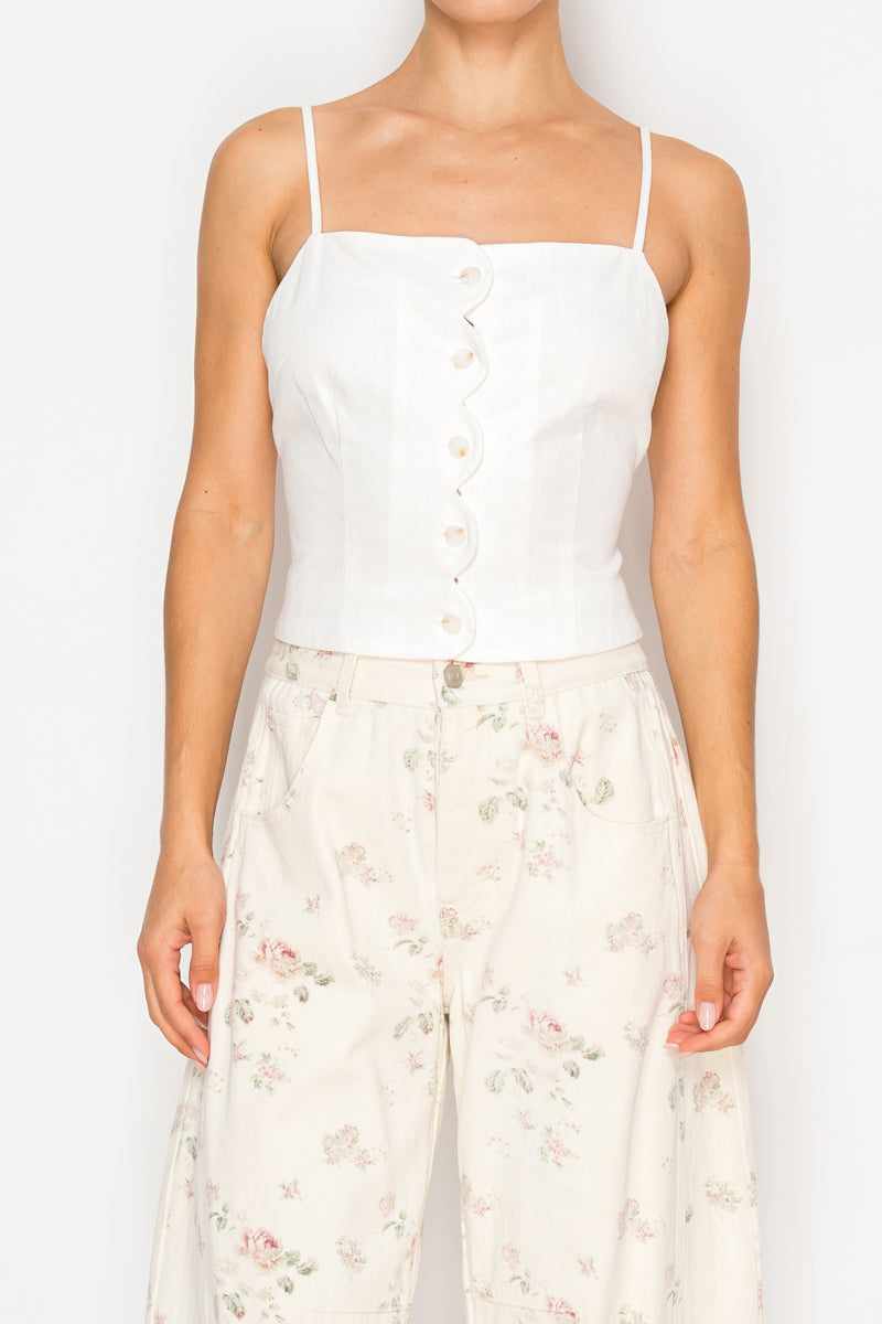 Chic White Woven Sleeveless Top Stitch and Co 30A