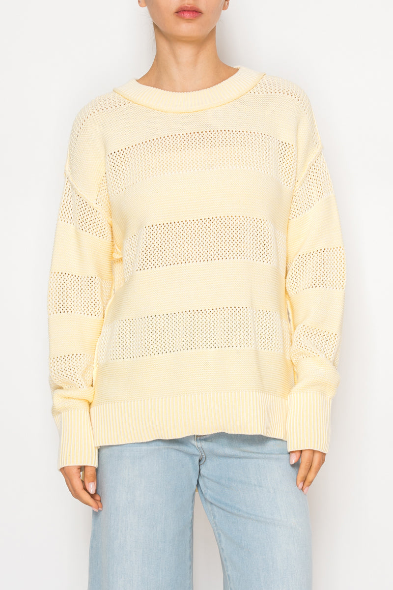 Yellow  Striped Knit Lightweight Sweater Stitch and Co 30A