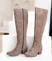 Tarian Tall Suede Boot in Taupe
